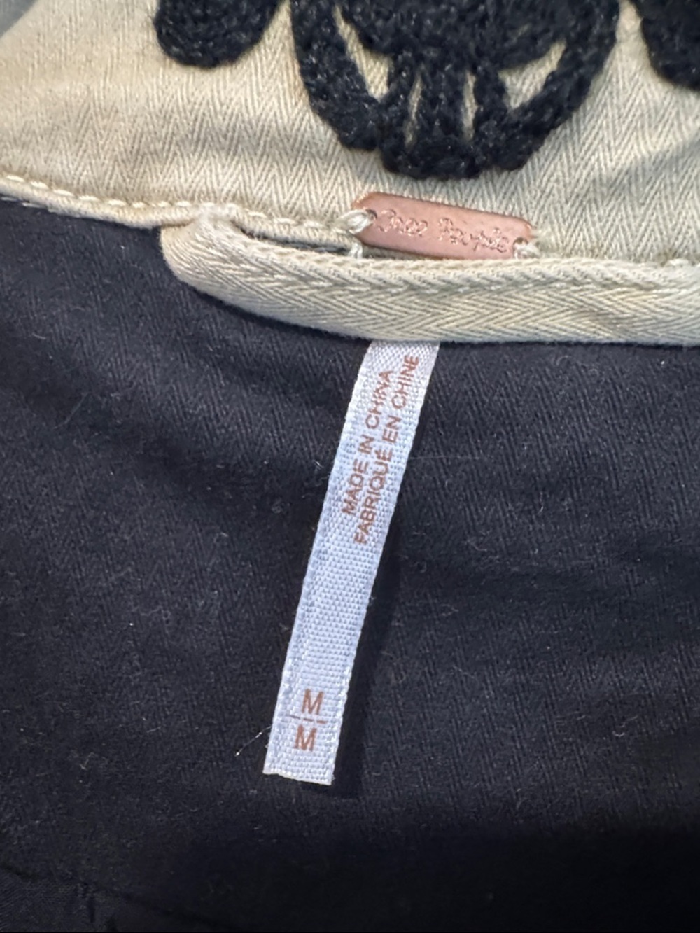 Free People Black & Tan Boho Embroidered Stitch Quills jacket Size Medium - Picture 6 of 10